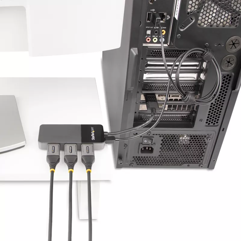 StarTech.com Adaptador multi-monitor de 3 portas – Splitter de vídeo DisplayPort 1.4 para 3x DisplayPort 4K – Duplo ou triplo 4K – Hub MST DisplayPort para portátil/desktop para vários monitores – Apenas para PCs Windows
