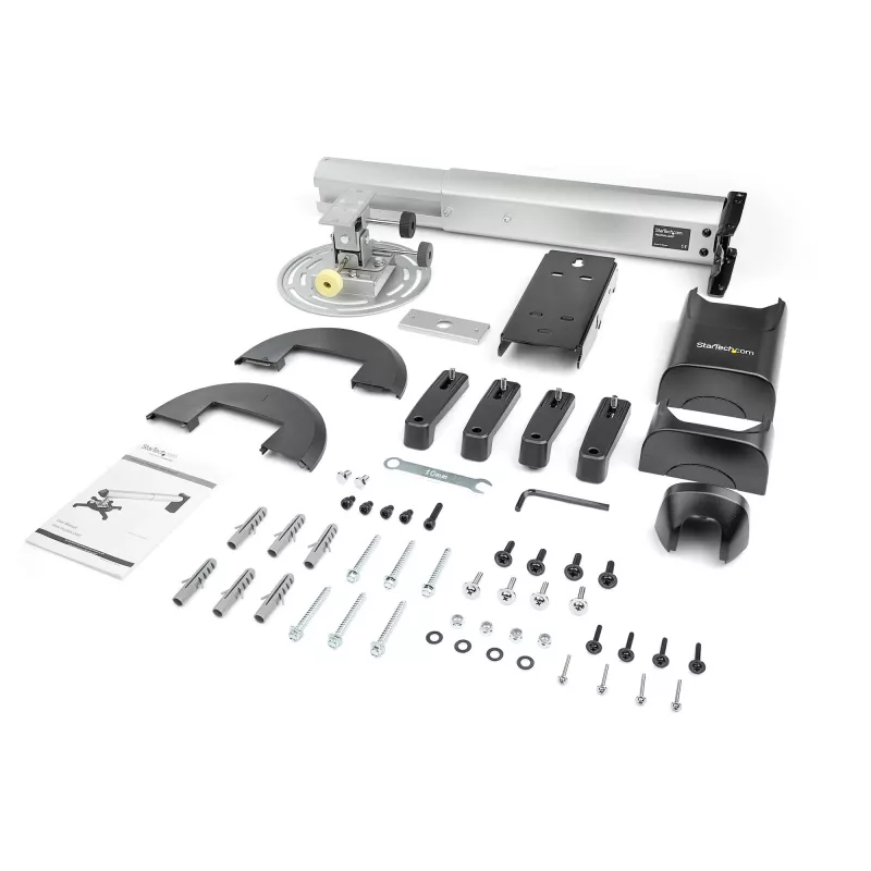 StarTech.com Suporte de parede universal para projetor - Suporte para projetor compatível com projetores de curto e ultra-curto alcance até 15 kg - Inclinação/rotação/giração - Distância ajustável à parede de 42 cm a 70,5 cm - TAA