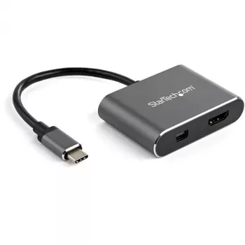 StarTech.com Adaptador de vídeo multiporta USB-C – Adaptador de monitor USB-C para HDMI 2.0 ou Mini DisplayPort 1.2 4K 60 Hz – Conversor de ecrã USB Type-C 2-em-1 HDMI/MDP HBR2 HDR – Compatível com TB3