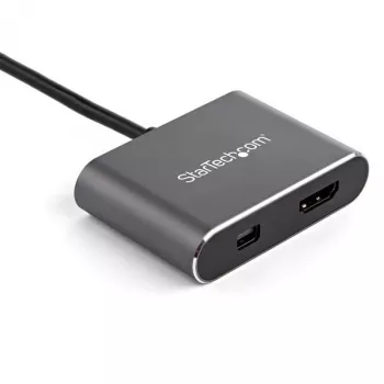 StarTech.com Adaptador de vídeo multiporta USB-C – Adaptador de monitor USB-C para HDMI 2.0 ou Mini DisplayPort 1.2 4K 60 Hz – Conversor de ecrã USB Type-C 2-em-1 HDMI/MDP HBR2 HDR – Compatível com TB3