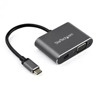 StarTech.com Adaptador de vídeo multiporta USB-C – Adaptador de monitor USB-C para Mini DisplayPort 1.2 4K 60Hz ou VGA 1080p – Conversor de ecrã USB Type-C 2-em-1 MDP HBR2 HDR/VGA – Compatível com TB3