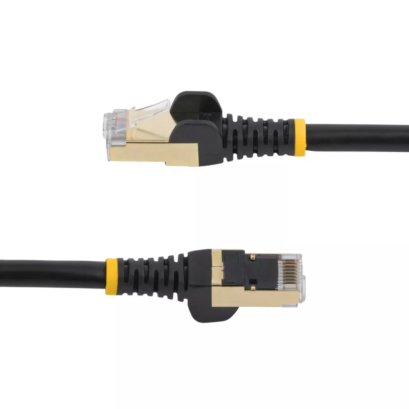 StarTech.com Cabo Ethernet CAT6a de 7,5m – Cabo patch RJ45 100W PoE blindado de 10 Gigabit sem proteção de patilha – Cabo de rede 10GbE STP com alívio de tensão – Preto testado individualmente/cablagem certificada UL/TIA