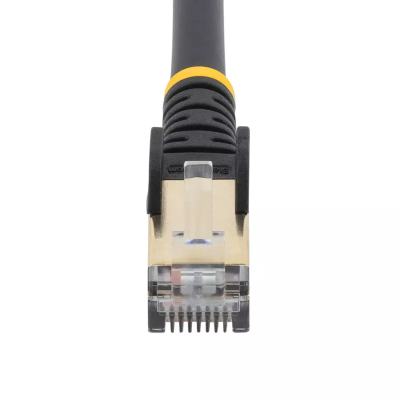 StarTech.com Cabo Ethernet CAT6a de 7,5m – Cabo patch RJ45 100W PoE blindado de 10 Gigabit sem proteção de patilha – Cabo de rede 10GbE STP com alívio de tensão – Preto testado individualmente/cablagem certificada UL/TIA