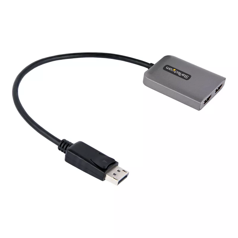 StarTech.com Hub DP para HDMI duplo MST – HDMI duplo 4K 60 Hz – Adaptador DisplayPort multi-monitor com cabo de 30 cm – Hub Multi Stream Transport DP 1.4, DSC | HBR3 – Splitter DP para HDMI