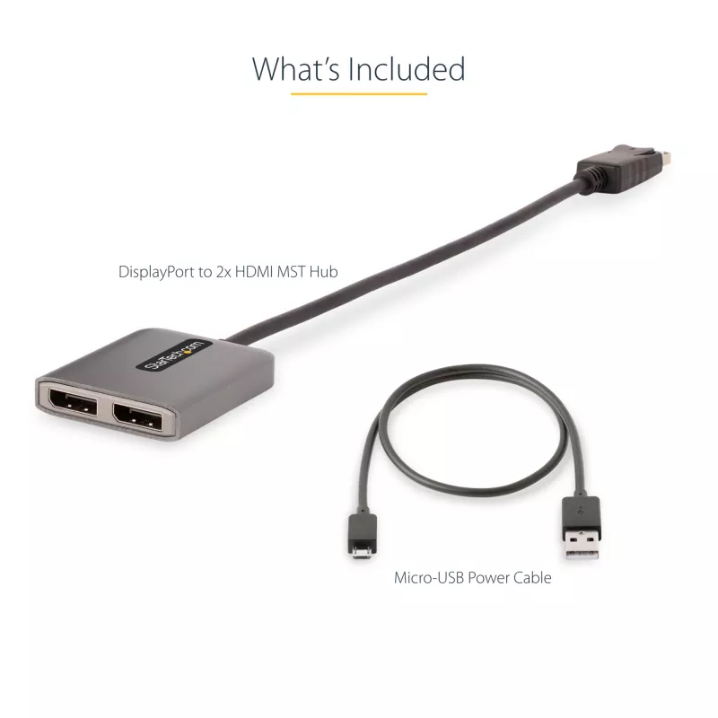 StarTech.com Hub DP para HDMI duplo MST – HDMI duplo 4K 60 Hz – Adaptador DisplayPort multi-monitor com cabo de 30 cm – Hub Multi Stream Transport DP 1.4, DSC | HBR3 – Splitter DP para HDMI