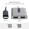 StarTech.com Hub DP para HDMI duplo MST – HDMI duplo 4K 60 Hz – Adaptador DisplayPort multi-monitor com cabo de 30 cm – Hub Multi Stream Transport DP 1.4, DSC | HBR3 – Splitter DP para HDMI