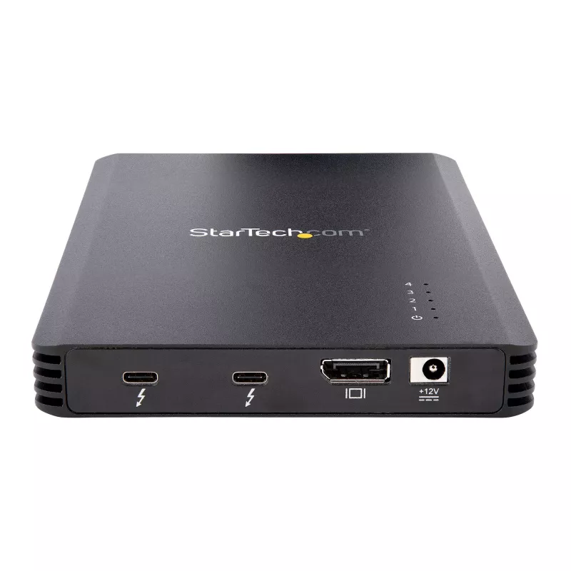 Caixa Thunderbolt 3 NVMe de 4 baías StarTech.com, para unidades SSD M.2 NVMe, 1x DisplayPort de vídeo / 2x portas TB3 downstream, 40 Gbit/s, fonte de alimentação de 72W, caixa externa para disco rígido