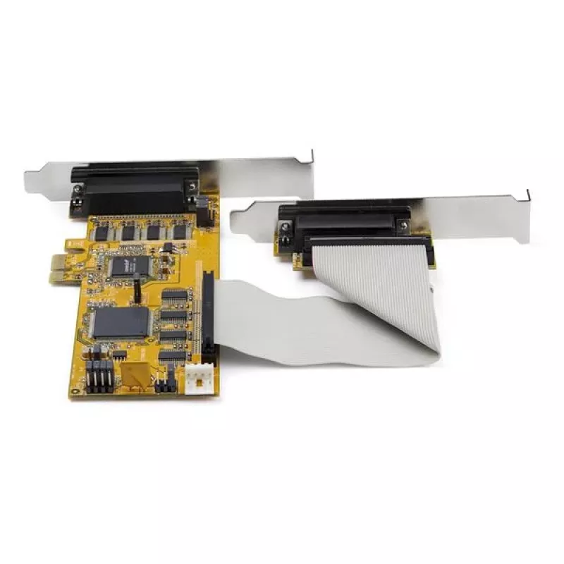 StarTech.com Placa adaptadora serial RS232 PCI Express de 8 portas, placa serial PCIe RS232, UART 16C1050, controlador/placa de expansão serial DB9 low profile, proteção ESD 15 kV, apenas Windows – TAA