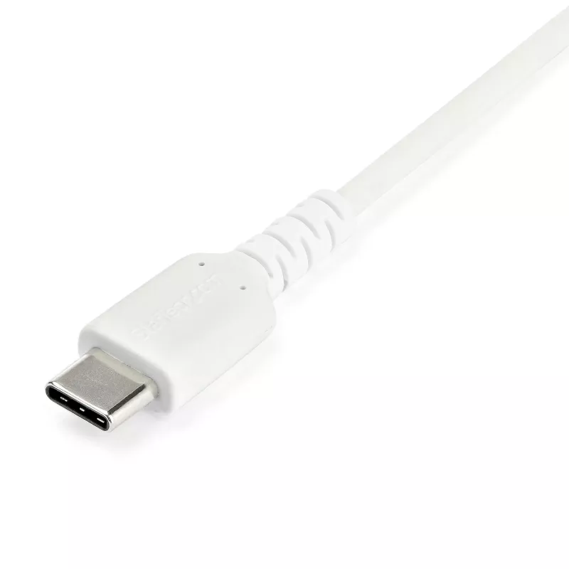 StarTech.com Cabo de carregamento USB-A para USB-C de 2 m – Cabo de dados USB 2.0 para USB Type-C robusto de carregamento rápido e sincronização – Revestimento TPE resistente fibra aramida M/M 3A Branco – Samsung S10, iPad Pro, Pixel