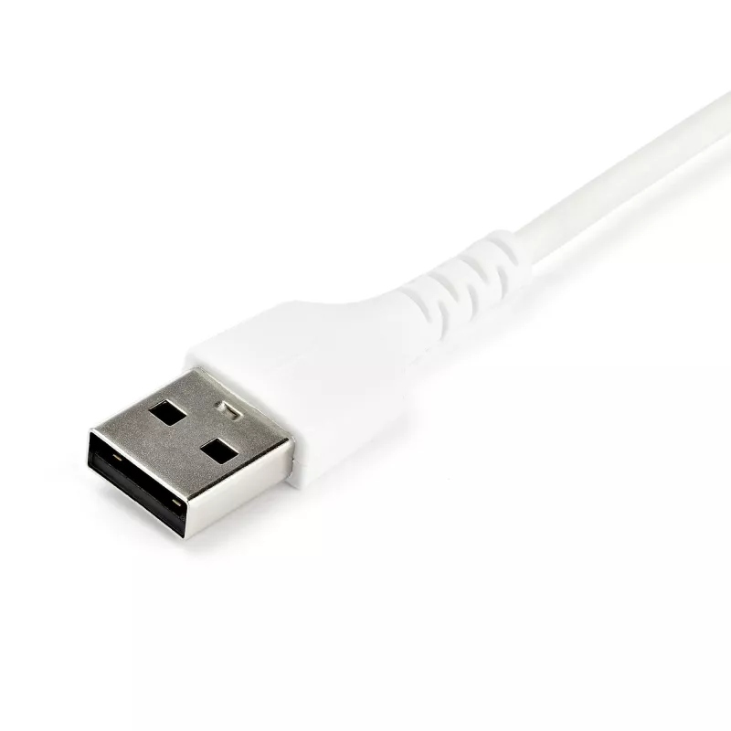 StarTech.com Cabo de carregamento USB-A para USB-C de 2 m – Cabo de dados USB 2.0 para USB Type-C robusto de carregamento rápido e sincronização – Revestimento TPE resistente fibra aramida M/M 3A Branco – Samsung S10, iPad Pro, Pixel