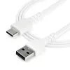StarTech.com Cabo de carregamento USB-A para USB-C de 1 m – Cabo de carregamento rápido e sincronização USB 2.0 para USB Type-C – Revestimento TPE resistente com fibra aramida M/M 3A Branco – Samsung S10, iPad Pro, Pixel