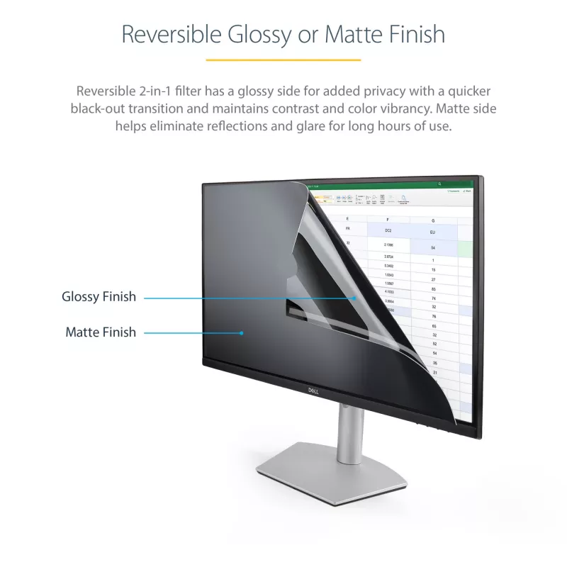 StarTech.com Filtro de privacidade de ecrã para monitor de PC de 21,5 polegadas – Filtro de proteção de ecrã de computador – Película protetora de ecrã com redução de luz azul – 16:9 widescreen – Mate/Brilhante – +/-30 graus