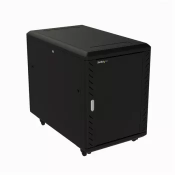 StarTech.com Armário de servidor 15U de 4 postes, armário de dados 19 polegadas com fecho para equipamento informático / AV / TI, rack de rede de escritório / doméstico com rodas e calhas de montagem ajustáveis