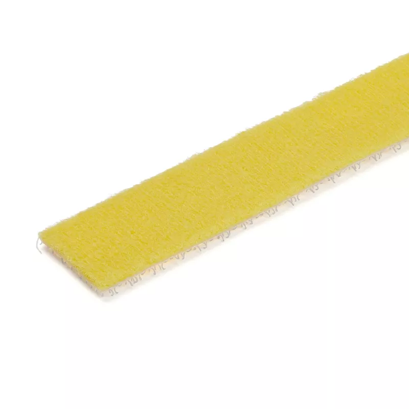 StarTech.com Rolo de fita de velcro de 15,2 m – abraçadeiras reutilizáveis cortáveis – rolo de fita industrial de fixação de cabos / revestimentos têxteis ajustáveis amarelos / abraçadeiras de gestão de cabos autoadesivas reutilizáveis