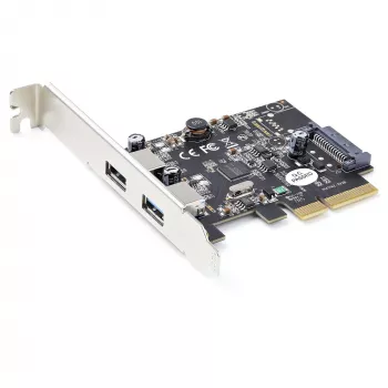StarTech.com Placa PCIe USB de 2 portas com 10 Gbit/s por porta – Controlador anfitrião USB 3.1/3.2 Gen 2 Type-A PCI Express 3.0 x2 – Placa de expansão – Perfil completo/baixo – Windows e Linux