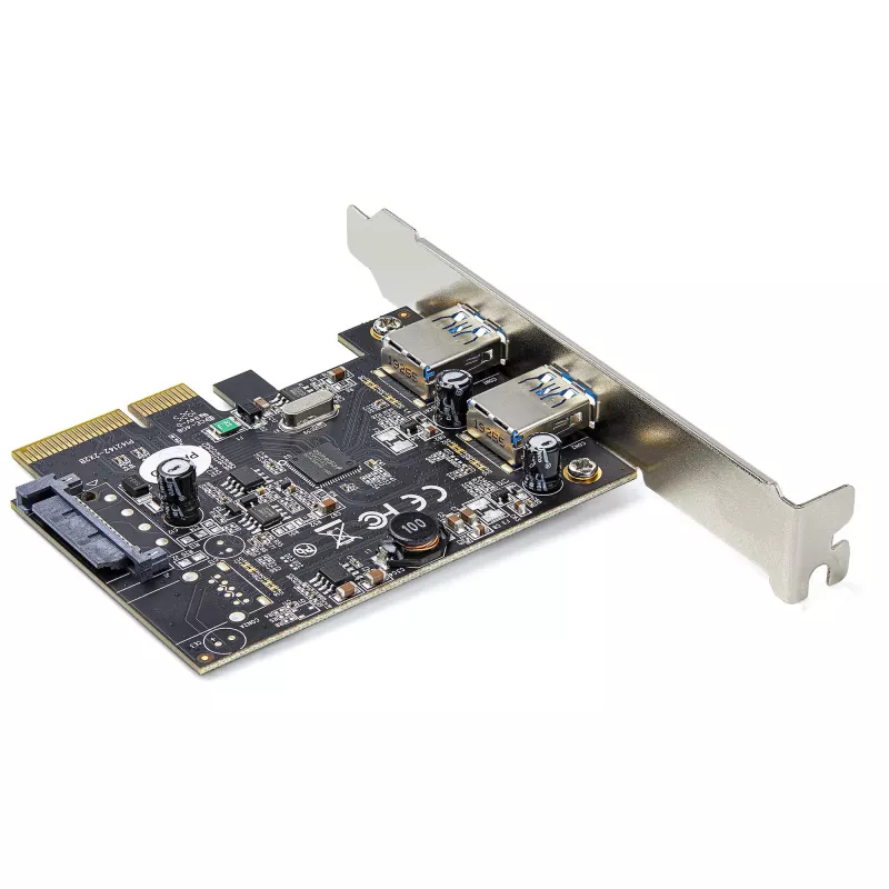 StarTech.com Placa PCIe USB de 2 portas com 10 Gbit/s por porta – Controlador anfitrião USB 3.1/3.2 Gen 2 Type-A PCI Express 3.0 x2 – Placa de expansão – Perfil completo/baixo – Windows e Linux