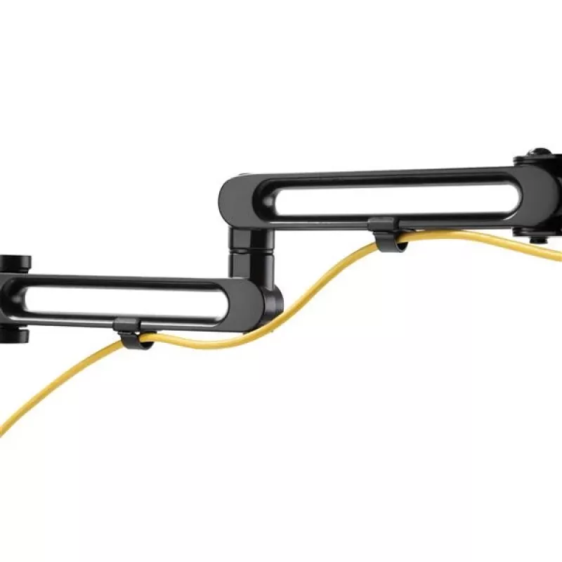 StarTech.com Braço de monitor duplo para secretária – Fixação por grampo de mesa, suporte de monitor compatível com VESA para ecrãs até 32 polegadas – Braço de monitor ergonómico articulado – ajustável em altura/inclinação/rotação/giro