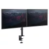 StarTech.com Braço de monitor duplo para secretária – Fixação por grampo de mesa, suporte de monitor compatível com VESA para ecrãs até 32 polegadas – Braço de monitor ergonómico articulado – ajustável em altura/inclinação/rotação/giro