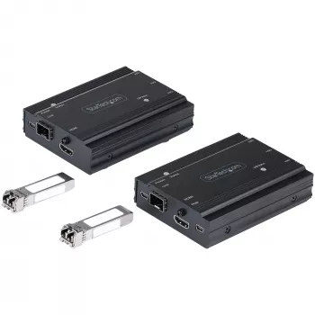 StarTech.com Extensor KVM HDMI 4K sobre fibra - Comutador KVM/extensor de consola remoto de vídeo HDMI e USB - até 984 pés/300 m (multimodo) - 2 módulos SFP+ MMF de 10G - Kit de extensão KVM (TX/RX)