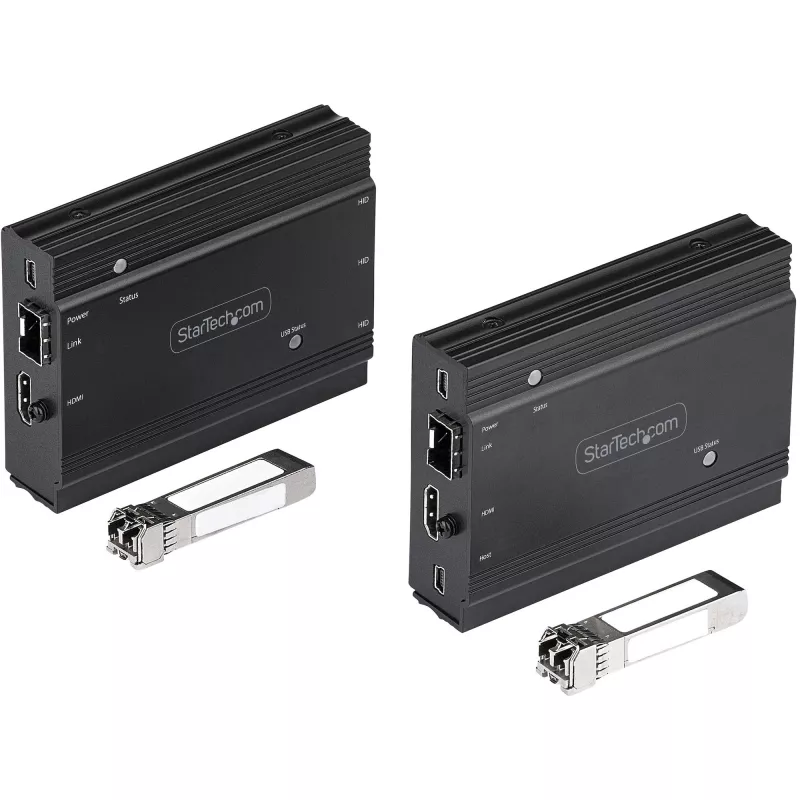 StarTech.com Extensor KVM HDMI 4K sobre fibra - Comutador KVM/extensor de consola remoto de vídeo HDMI e USB - até 984 pés/300 m (multimodo) - 2 módulos SFP+ MMF de 10G - Kit de extensão KVM (TX/RX)