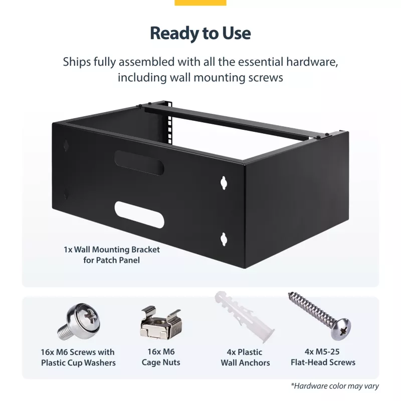 StarTech.com Rack de rede de parede 4U – 14 polegadas de profundidade (perfil baixo) – Suporte de painel de ligação de 19 polegadas para servidores e equipamentos de IT de perfil baixo, comutadores de rede – Capacidade de carga de 20 kg, preto