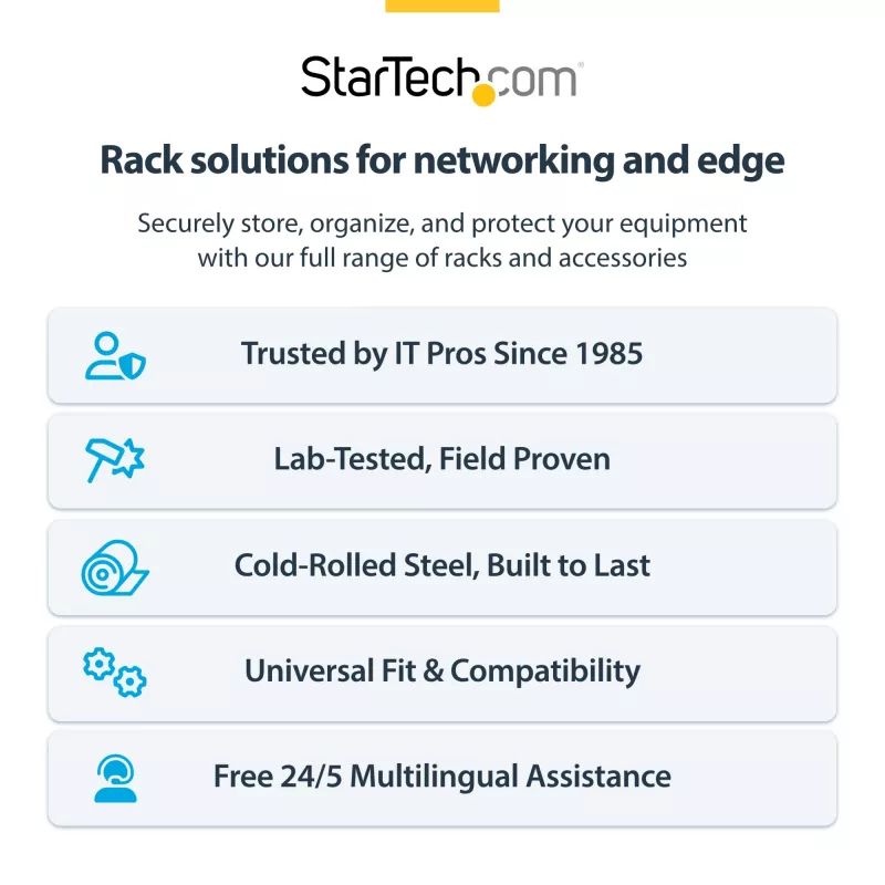 StarTech.com Rack de rede de parede 4U – 14 polegadas de profundidade (perfil baixo) – Suporte de painel de ligação de 19 polegadas para servidores e equipamentos de IT de perfil baixo, comutadores de rede – Capacidade de carga de 20 kg, preto