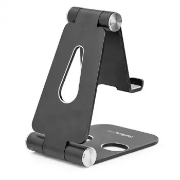 StarTech.com Suporte para telefone e tablet – Suporte universal dobrável para dispositivos móveis para smartphones e tablets – Suporte ergonómico ajustável para telemóvel com vários ângulos para secretária – Portátil – Preto