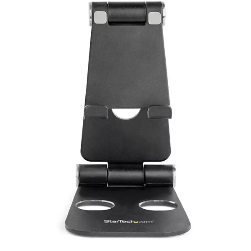 StarTech.com Suporte para telefone e tablet – Suporte universal dobrável para dispositivos móveis para smartphones e tablets – Suporte ergonómico ajustável para telemóvel com vários ângulos para secretária – Portátil – Preto