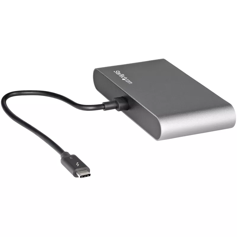 StarTech.com Mini dock Thunderbolt para monitor duplo, HDMI 4K 60Hz, hub sem drivers para Windows e Mac, Gigabit Ethernet, 1 x USB 5Gbps e 1x USB 2.0, cabo de 28 cm