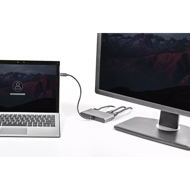 StarTech.com Mini dock Thunderbolt para monitor duplo, HDMI 4K 60Hz, hub sem drivers para Windows e Mac, Gigabit Ethernet, 1 x USB 5Gbps e 1x USB 2.0, cabo de 28 cm