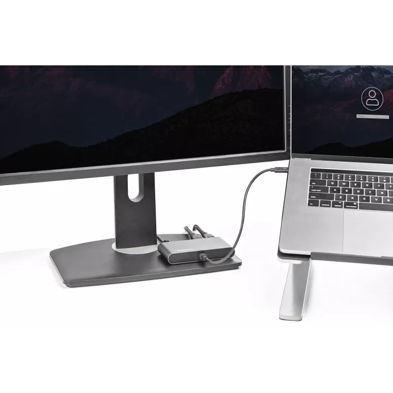 StarTech.com Mini dock Thunderbolt para monitor duplo, HDMI 4K 60Hz, hub sem drivers para Windows e Mac, Gigabit Ethernet, 1 x USB 5Gbps e 1x USB 2.0, cabo de 28 cm