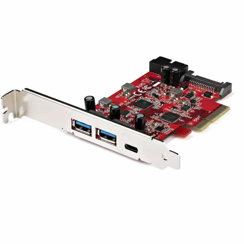 StarTech.com Placa PCIe USB de 5 portas - Placa PCIe USB 3.1 Gen 2 de 10Gbps com 1x USB-C e 2x USB-A - 1x 2 portas IDC (expansão interna de cabeçalho USB de 5Gbps) - Placa controladora PCI Express USB C