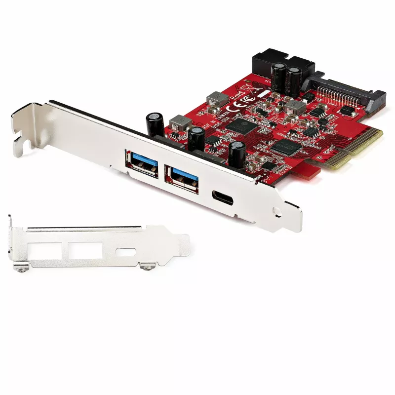 StarTech.com Placa PCIe USB de 5 portas - Placa PCIe USB 3.1 Gen 2 de 10Gbps com 1x USB-C e 2x USB-A - 1x 2 portas IDC (expansão interna de cabeçalho USB de 5Gbps) - Placa controladora PCI Express USB C
