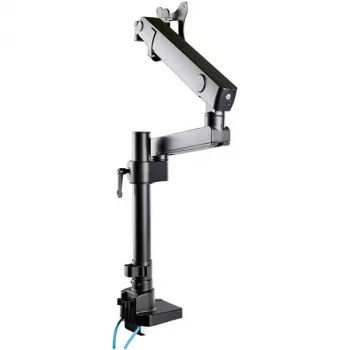 StarTech.com Braço de monitor para secretária com 2x portas USB 3.0, suporte de monitor único totalmente articulado, até 34 polegadas (17,6 lb/8 kg) ecrã VESA, montagem por grampo/ilhó, mola mecânica
