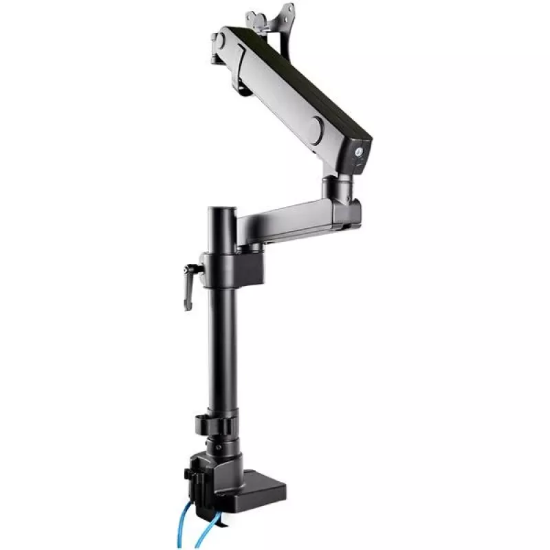 StarTech.com Braço de monitor para secretária com 2x portas USB 3.0, suporte de monitor único totalmente articulado, até 34 polegadas (17,6 lb/8 kg) ecrã VESA, montagem por grampo/ilhó, mola mecânica