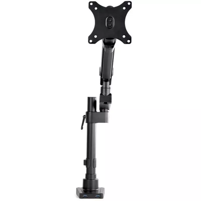 StarTech.com Braço de monitor para secretária com 2x portas USB 3.0, suporte de monitor único totalmente articulado, até 34 polegadas (17,6 lb/8 kg) ecrã VESA, montagem por grampo/ilhó, mola mecânica