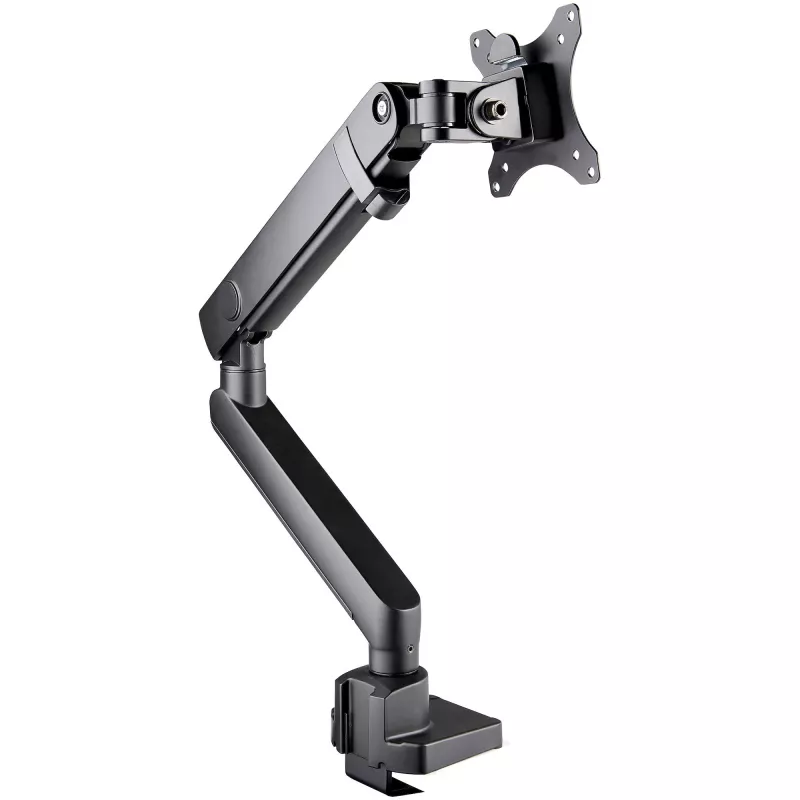 StarTech.com Braço de monitor para secretária com 2x portas USB 3.0, suporte de monitor único fino totalmente articulado, até 34 polegadas (8 kg) ecrã VESA, montagem por grampo/ilhó, mola mecânica