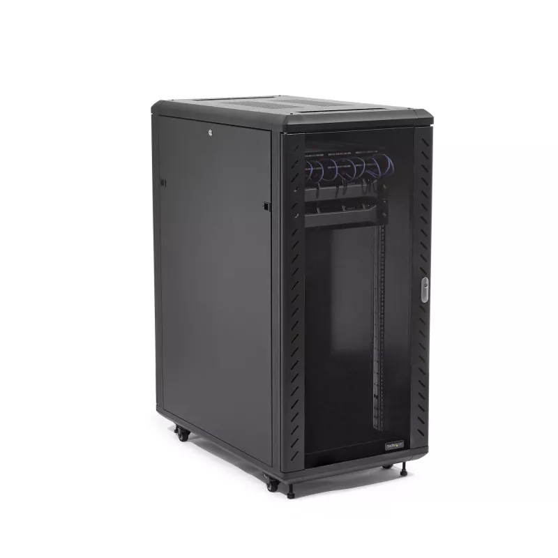 StarTech.com Armário de rack de servidor 32U de 4 postes, armário de rack de dados de 19 polegadas com fecho para equipamento de informática/AV/IT, rack de rede de escritório/casa com rodas e calhas de montagem ajustáveis