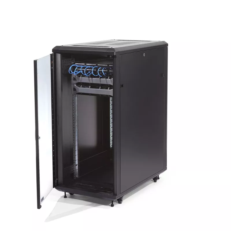 StarTech.com Armário de rack de servidor 32U de 4 postes, armário de rack de dados de 19 polegadas com fecho para equipamento de informática/AV/IT, rack de rede de escritório/casa com rodas e calhas de montagem ajustáveis