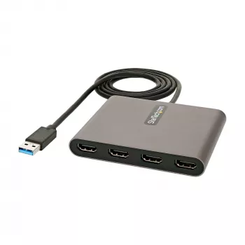 StarTech.com Adaptador USB 3.0 para Quad HDMI, conversor USB para 4x monitores HDMI para Windows (sem suporte para macOS/ChromeOS/Linux) - TAA