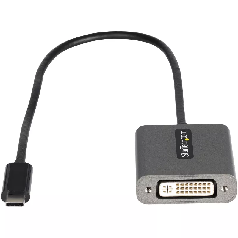 StarTech.com Adaptador USB-C para DVI – Dongle adaptador USB-C para DVI-D 1920x1200p – USB Type-C para monitor/ecrã DVI – Conversor de vídeo – Compatível com Thunderbolt 3 – Cabo fixo de 12 polegadas – Versão atualizada do CDP2DVI