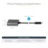 StarTech.com Adaptador USB-C para DVI – Dongle adaptador USB-C para DVI-D 1920x1200p – USB Type-C para monitor/ecrã DVI – Conversor de vídeo – Compatível com Thunderbolt 3 – Cabo fixo de 12 polegadas – Versão atualizada do CDP2DVI