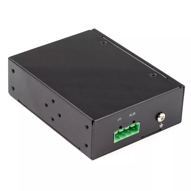 StarTech.com Conversor de média industrial PoE+ de fibra ótica para Ethernet 60W – SFP para RJ45 – Fibra monomodo/multimodo para Ethernet Gigabit de cobre – Tamanho compacto – IP30/ -40 a +75 °C