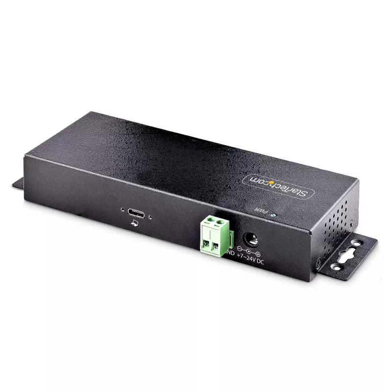 StarTech.com Hub USB industrial de 7 portas 10Gbps com fonte de alimentação, metal, montável, 5x USB-A e 2x portas downstream USB-C, proteção ESD, hub USB alimentado, TAA