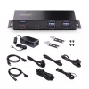 StarTech.com Hub USB industrial de 7 portas 10Gbps com fonte de alimentação, metal, montável, 5x USB-A e 2x portas downstream USB-C, proteção ESD, hub USB alimentado, TAA
