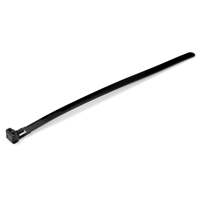 StarTech.com Abraçadeiras reutilizáveis de 20 cm – 7 mm de largura, 50 mm de diâmetro de feixe, 22 kg de resistência à tração, abraçadeiras de nylon removíveis, interior/exterior, UL94 V-2 listado, pack de 100 – preto