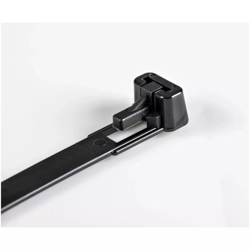 StarTech.com Abraçadeiras reutilizáveis de 12cm – 7mm de largura, 30mm de diâmetro de feixe, 22kg de resistência à tração, abraçadeiras de nylon removíveis, interior/exterior, 94V-2/UL listado, pack de 100 – preto
