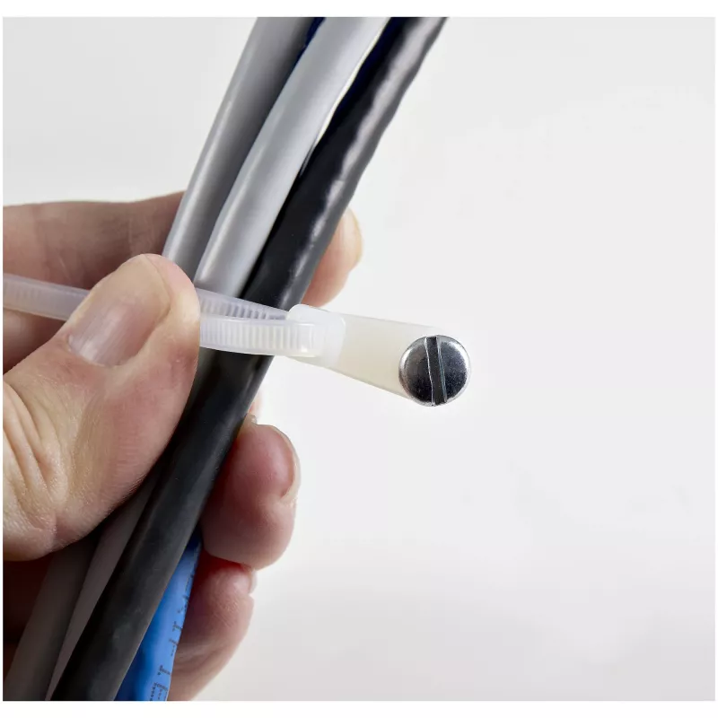 StarTech.com Abraçadeiras de 4 polegadas (10 cm) com orifício de fixação - 1/16 polegadas (2 mm) de largura, 7/8 polegadas (24 mm) de diâmetro de feixe, 18 lb (8 kg) de resistência à tração, abraçadeiras de nylon 66 autoajustáveis com orifício para parafuso, listado UL, pack de 100