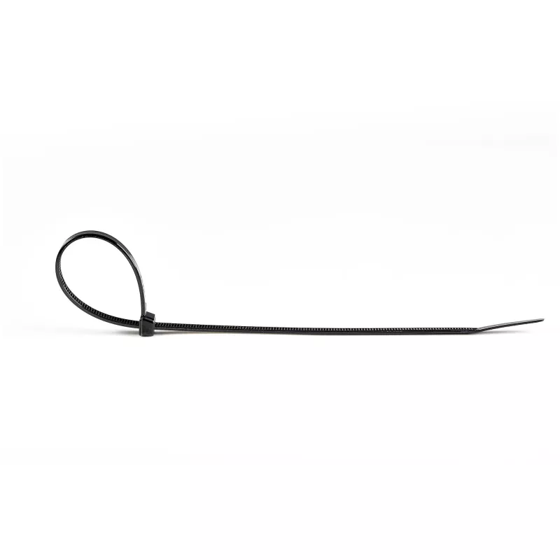 StarTech.com Abraçadeiras de 20cm – 4mm de largura, 55mm de diâmetro de feixe, 22kg de resistência à tração, abraçadeiras de nylon autoajustáveis com ponta curvada – 94V-2/UL listado, pack de 100 – preto