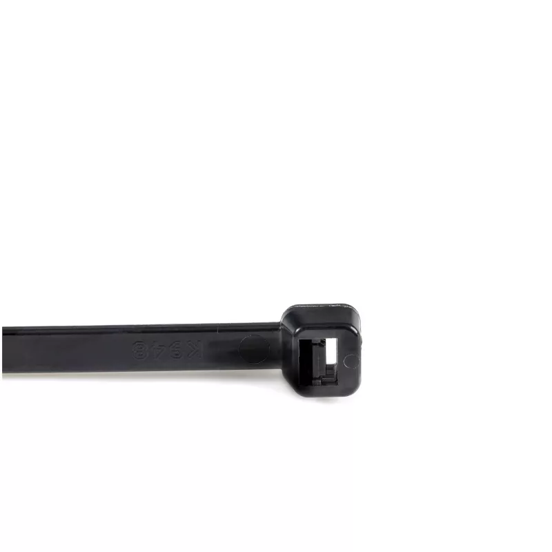 StarTech.com Abraçadeiras de 20cm – 4mm de largura, 55mm de diâmetro de feixe, 22kg de resistência à tração, abraçadeiras de nylon autoajustáveis com ponta curvada – 94V-2/UL listado, pack de 100 – preto